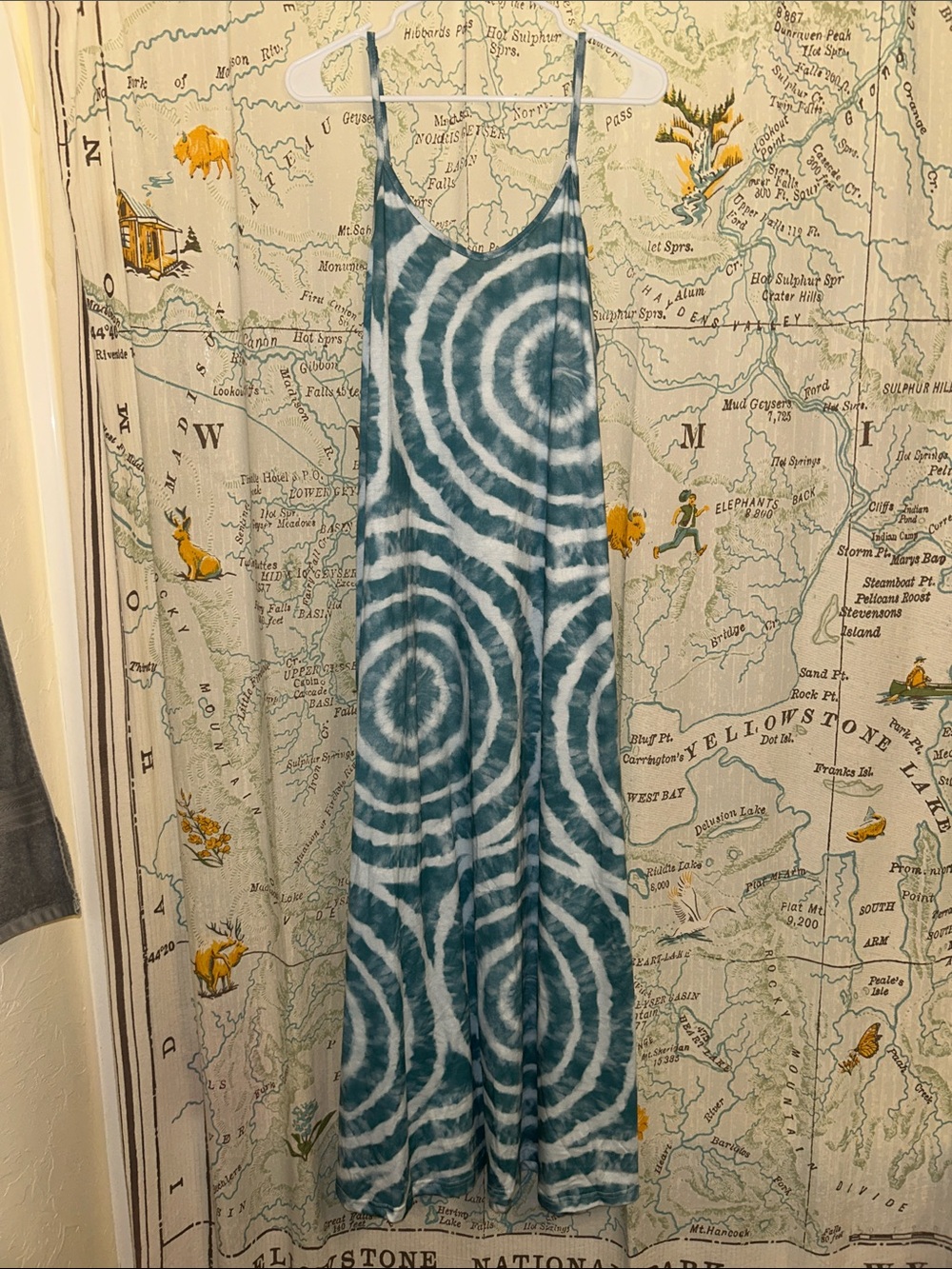Blue White Tie-Dye Maxi Dress